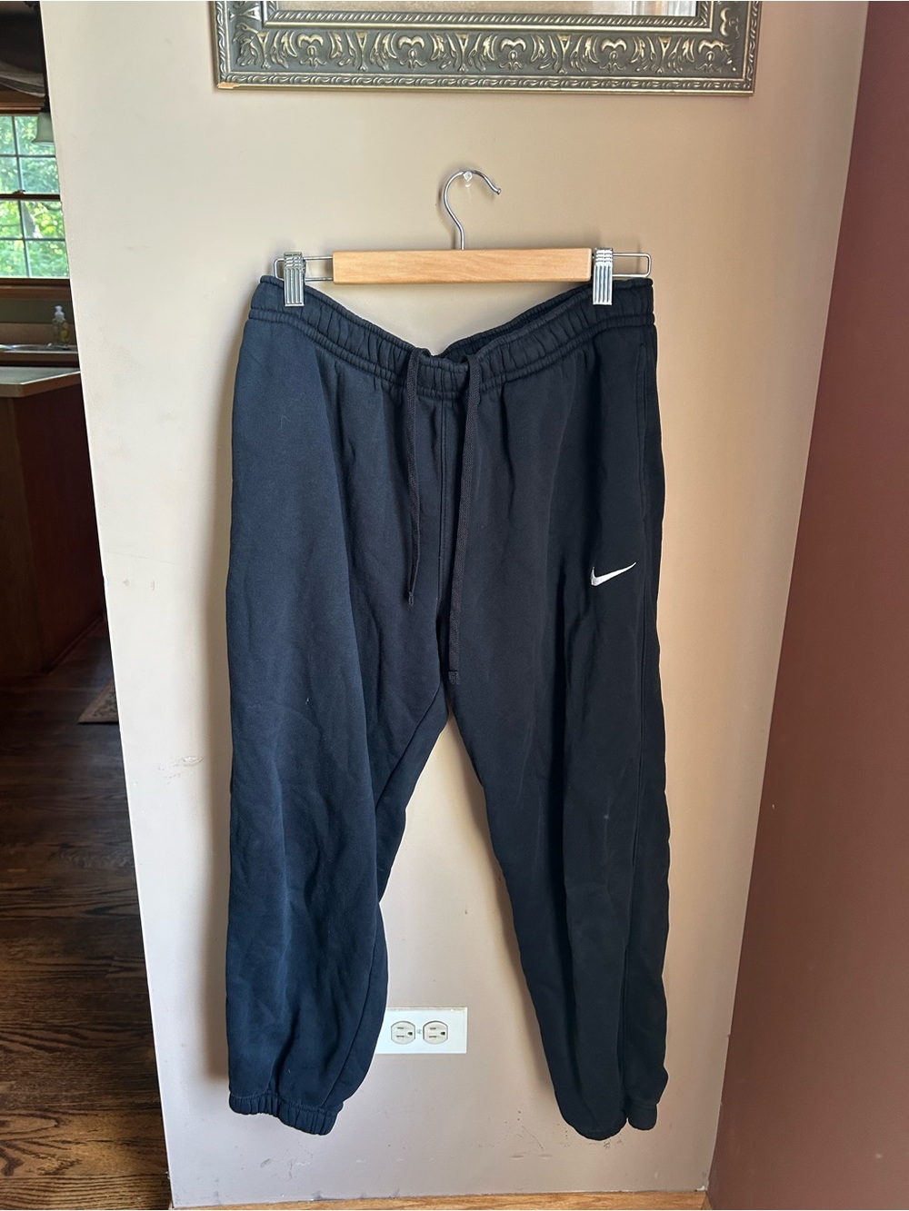 Nike Black Men's Fleece Joggers with White Swoosh